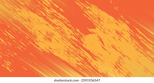 Orange and yellow background with halftone dot pattern elements. Abstract grunge brush background. retro comic concept for your graphic design, banner