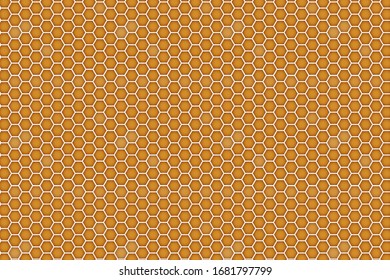 Orange and yellow background with honeycomb shapes. Vector illustration. Template design for invitation, poster, card,  banner, announcements and others. Doodle style. 