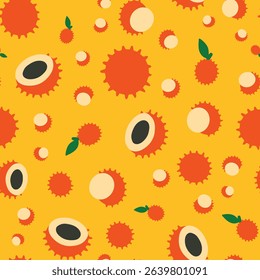 Orange Yellow Background Rambutan Pattern