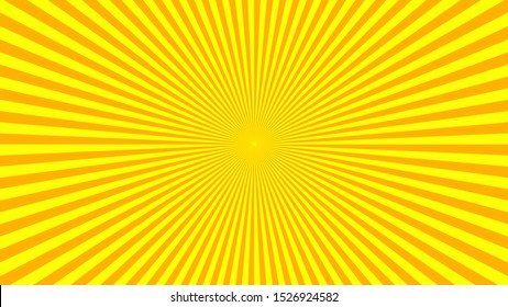 Orange Yellow Background Superhero. Cartoon Gradient Texture. Sun Rays Burst. Radiate Sun Beam, Burst Effect Retro. Light Flash Boom. Sunlight Starburst Poster Vector Illustration