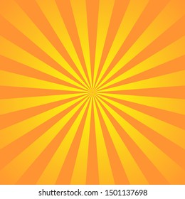 Orange Yellow Background Superhero. Super Hero Cartoon Gradient Texture. Sun Rays Burst. Radiate Sun Beam, Burst Effect Retro. Sunbeam Light Flash Boom. Sunlight Starburst Poster Vector Illustration