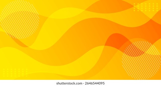 Plantilla de fondo de Anuncio naranja y amarillo, gradación, estilo de efecto de onda, memphis