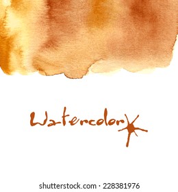 Orange, yellow, beige and brown autumn watercolor gradient abstract vector background.