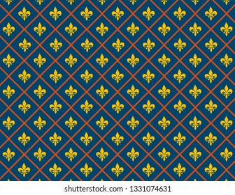 Orange Yellow and Blue Fleur de lis