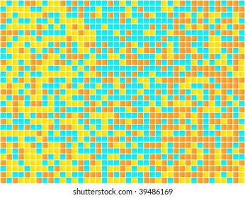 Orange, Yellow and Blue Mosaic. Vector Image