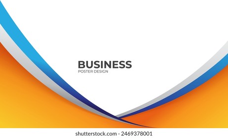 orange yellow and blue wavy shapes background. great for business poster, corporate banner, presentation, flyer, cover.