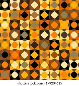 orange, yellow, brown circles & rectangles seamless pattern