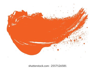 Orange yellow brush stroke isolated on white background. Orange abstract stroke. Colorful oil paint brush stroke
