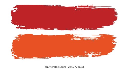 Orange yellow brush stroke isolated on white background. Orange abstract stroke. Colorful oil paint brush stroke