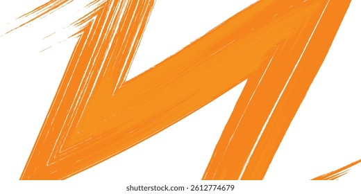 Orange yellow brush stroke isolated on white background. Orange abstract stroke.