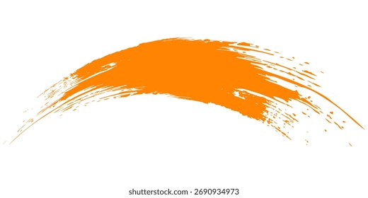 Trazo amarillo anaranjado del cepillo aislado en el fondo blanco. Trazo abstracto anaranjado. Pincelada de pintura al óleo colorida