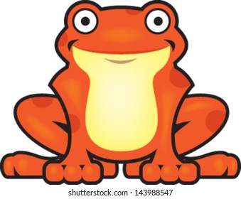 Orange and Yellow Cartoon Frog Vector Illustration