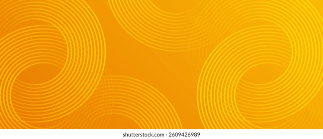 Orange and yellow circle abstract background. Geometric circle lines pattern. Modern yellow gradient lines. Futuristic technology design.