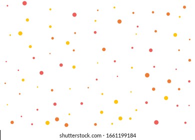 Orange and yellow circles confetti falling on transparent background. Round, dot vector background. Abstract colorful confetti flying in the air. Vector holiday illustration with circles confetti.