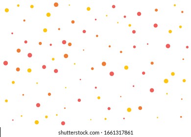 Orange and yellow circles confetti falling on transparent background. Round, dot vector background. Abstract colorful confetti flying in the air. Vector holiday illustration with circles confetti.