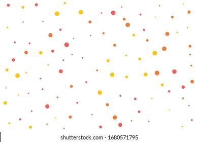 Orange and yellow circles confetti falling on transparent background. Round, dot vector background. Abstract colorful confetti flying in the air. Vector holiday illustration with circles confetti.