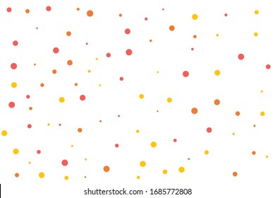 Orange and yellow circles confetti falling on transparent background. Round, dot vector background. Abstract colorful confetti flying in the air. Vector holiday illustration with circles confetti.