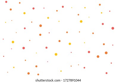 Los círculos naranjas y amarillos confetti caen sobre un fondo transparente. Redondo, fondo vector punto. Resumen de confetti colorido volando en el aire. Ilustración vectorial de vacaciones con círculos confetti.