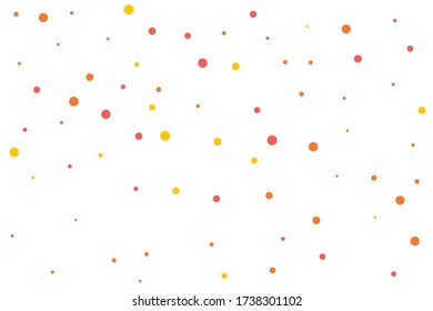 Los círculos naranjas y amarillos confetti caen sobre un fondo transparente. Redondo, fondo vector punto. Resumen de confetti colorido volando en el aire. Ilustración vectorial de vacaciones con círculos confetti.