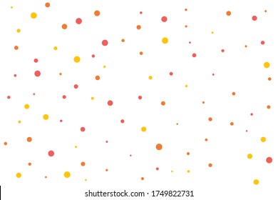 Orange and yellow circles confetti falling on transparent background. Round, dot vector background. Abstract colorful confetti flying in the air. Vector holiday illustration with circles confetti.