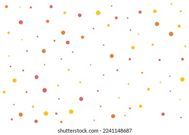 Los círculos naranjas y amarillos confetti caen sobre un fondo transparente. Redondo, fondo vector punto. Resumen de confetti colorido volando en el aire. Ilustración vectorial de vacaciones con círculos confetti.