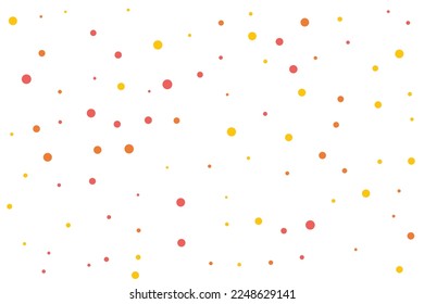 Los círculos naranjas y amarillos confetti caen sobre un fondo transparente. Redondo, fondo vector punto. Resumen de confetti colorido volando en el aire. Ilustración vectorial de vacaciones con círculos confetti.