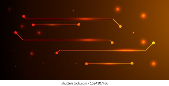 Orange and yellow Circuit board background.  Abstract futuristic digital technology background. can be used as digital dynamic wallpaper, technology background. Vector illustration