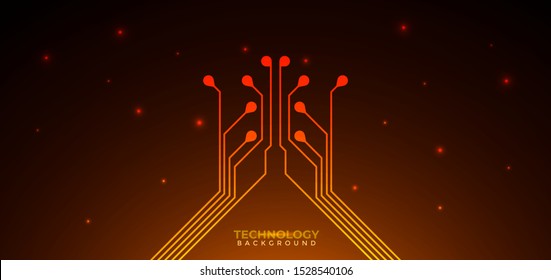 Orange and yellow Circuit board background. Can be used as digital dynamic wallpaper, technology background. Vector illustration