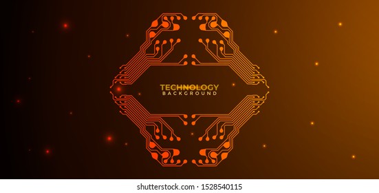 Orange and yellow Circuit board background. Can be used as digital dynamic wallpaper, technology background. Vector illustration