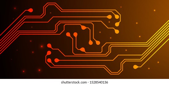 Orange Yellow Circuit Board Background Abstract Stock Vector (Royalty ...