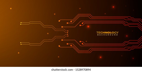 Orange and yellow Circuit board background. Can be used as digital dynamic wallpaper, technology background. Vector illustration