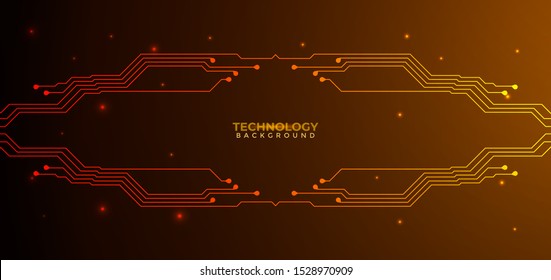 Orange and yellow Circuit board background. Can be used as digital dynamic wallpaper, technology background. Vector illustration