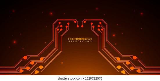 Orange and yellow Circuit board background. Can be used as digital dynamic wallpaper, technology background. Vector illustration