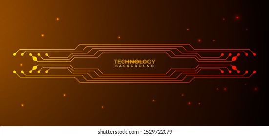 Orange and yellow Circuit board background. Can be used as digital dynamic wallpaper, technology background. Vector illustration