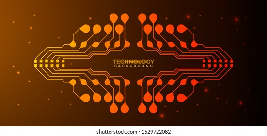 Orange and yellow Circuit board background. Can be used as digital dynamic wallpaper, technology background. Vector illustration