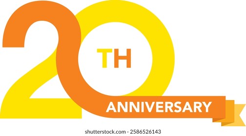 orange and yellow color number 20 with word TH and word anniversary white color.