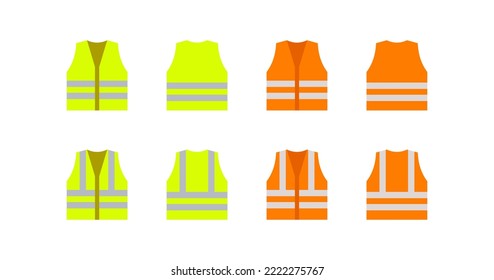 Orange, yellow color reflective safety vest icon. Jacket of worker illustration symbol. Sign workwear vector flat. svg
