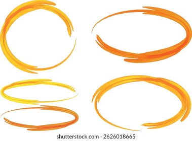 orange yellow colorful art decorative outline circle ovals set