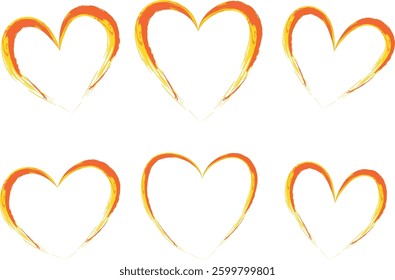 orange yellow colorful pattern hearts collection