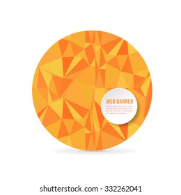 Orange and Yellow Colors Low Poly Web Banner, Card, Ellipse Frame Background Design