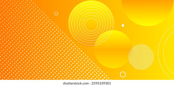 Orange and yellow colour abstract gradient background with geometric circle shapes pattern and abstract lines vector illustration eps10. Futuristic, Luxury,graphic,Degital.
