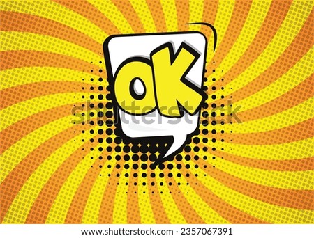 Orange and yellow comic pop art background with blast explosion and comics bubble. Cartoon vector popart poster in retro comics book style with burst explode cloud, light flashes, stars and rays