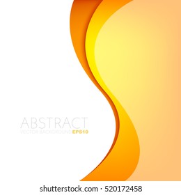 Orange and yellow curve line background. overlap paper yellow layer on white and yellow space for text and message design