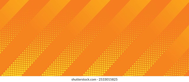 orange and yellow diagonal geometric shape with halftone. Modern fiber textured vector