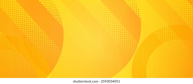 orange and yellow diagonal geometric shape with halftone and circle. Modern fiber textured vector