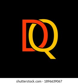 Orange yellow DQ initial logo template for business brand
