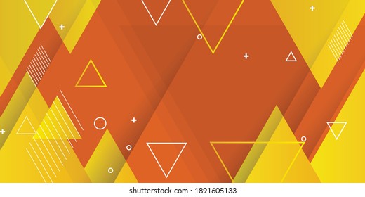 Orangelber, dynamischer, abstrakter Hintergrund. Farbverlauf-geometrischer Hintergrund mit abstraktem dynamischem Dreieck