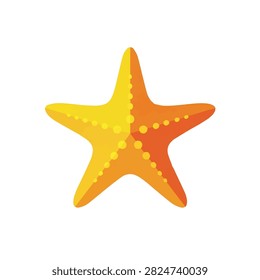 Orange and Yellow Flat Vector Illustration of a Five-Pointed Starfish Isolated on White Background