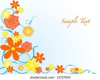 Orange and yellow flowers with copy space