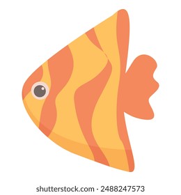 Orange and yellow freshwater angelfish swimming in profile